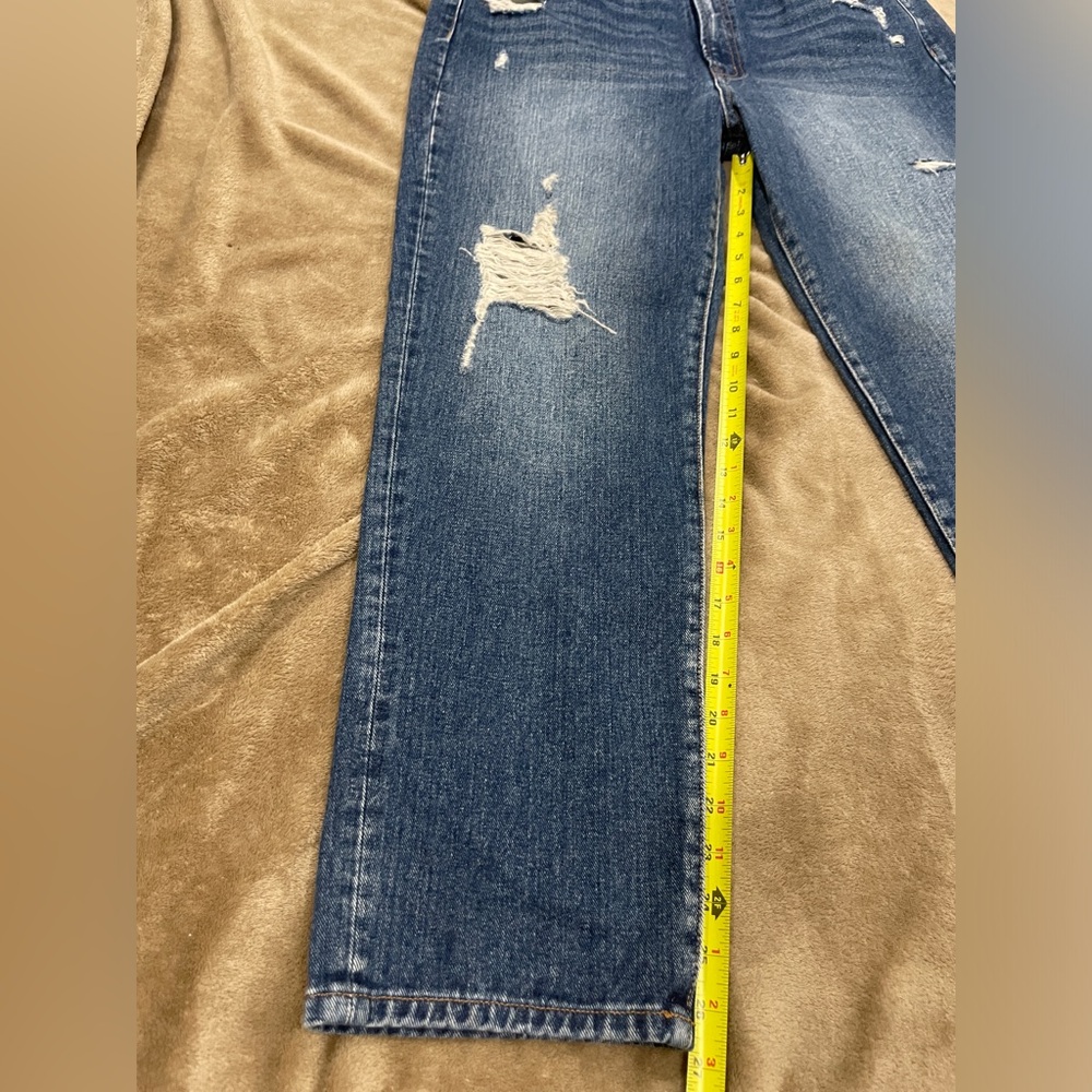 Vervet Distressed Jeans Super High Rise Slim Straight Leg Cropped Jeans NEW - Picture 14 of 15